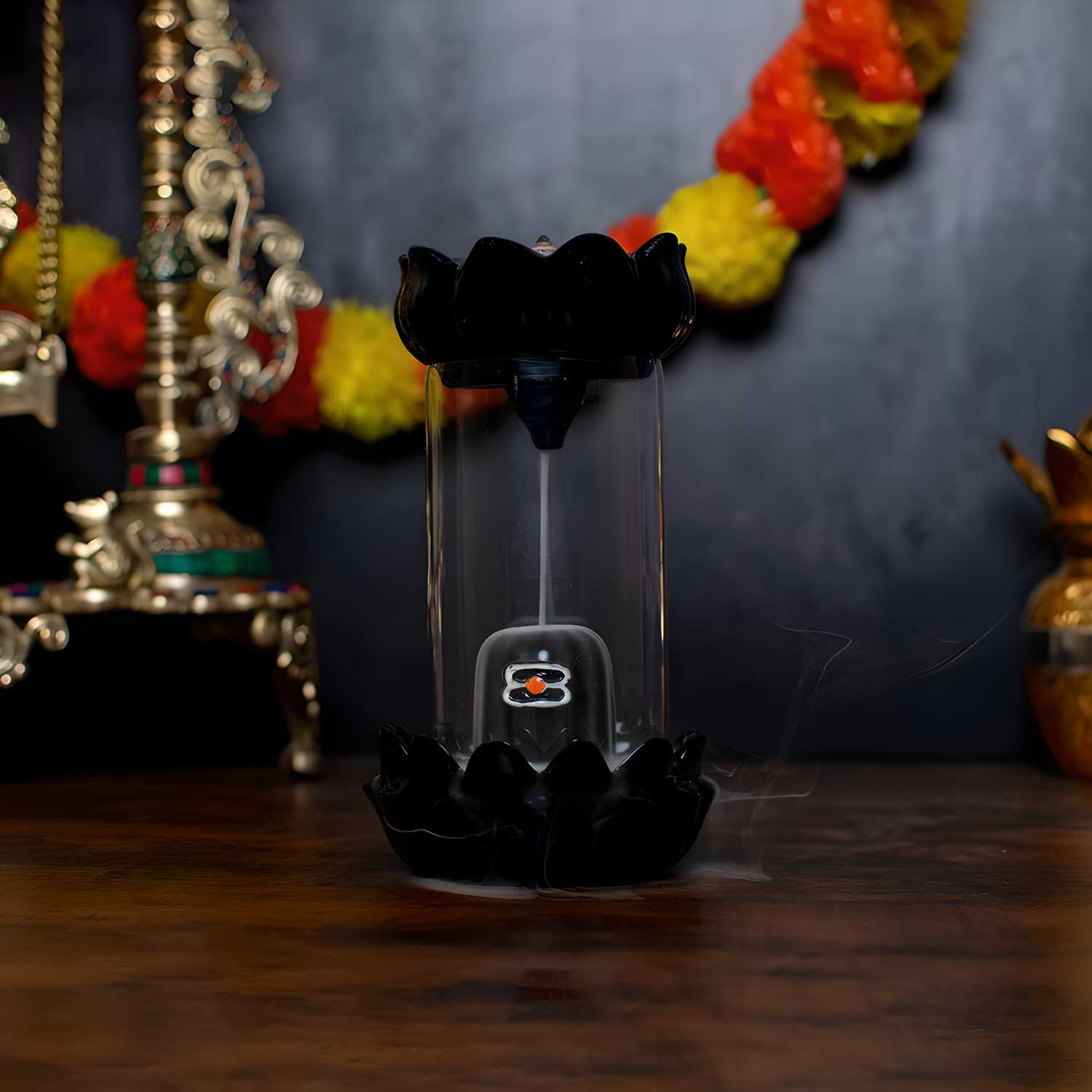 Shiva Linga Back flow Incense Holder giving Abhishekam effect