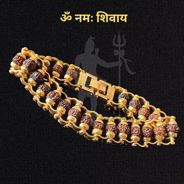 Paanch Mukhi Modern Rudraksha Bracelet With Gold Plating.