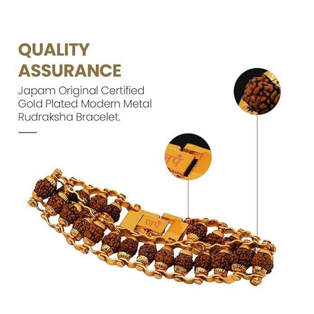 Paanch Mukhi Modern Rudraksha Bracelet With Gold Plating.
