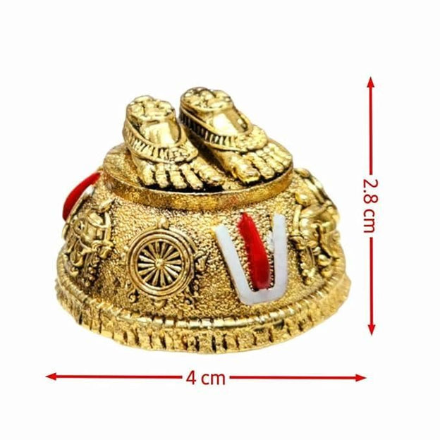 Gold Plated Antique Lord Balaji Charan Paduka for Car Dash Board