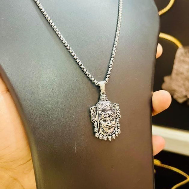 Silver Mahakaal Pendant WIth Chain