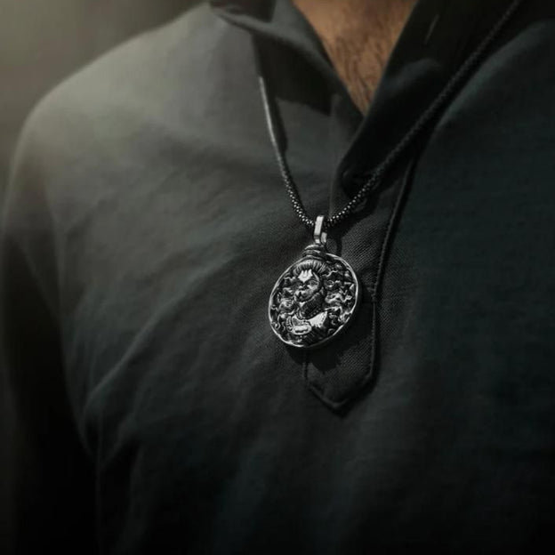 Hanuman Ji Pendant Oxidized Silver Chain
