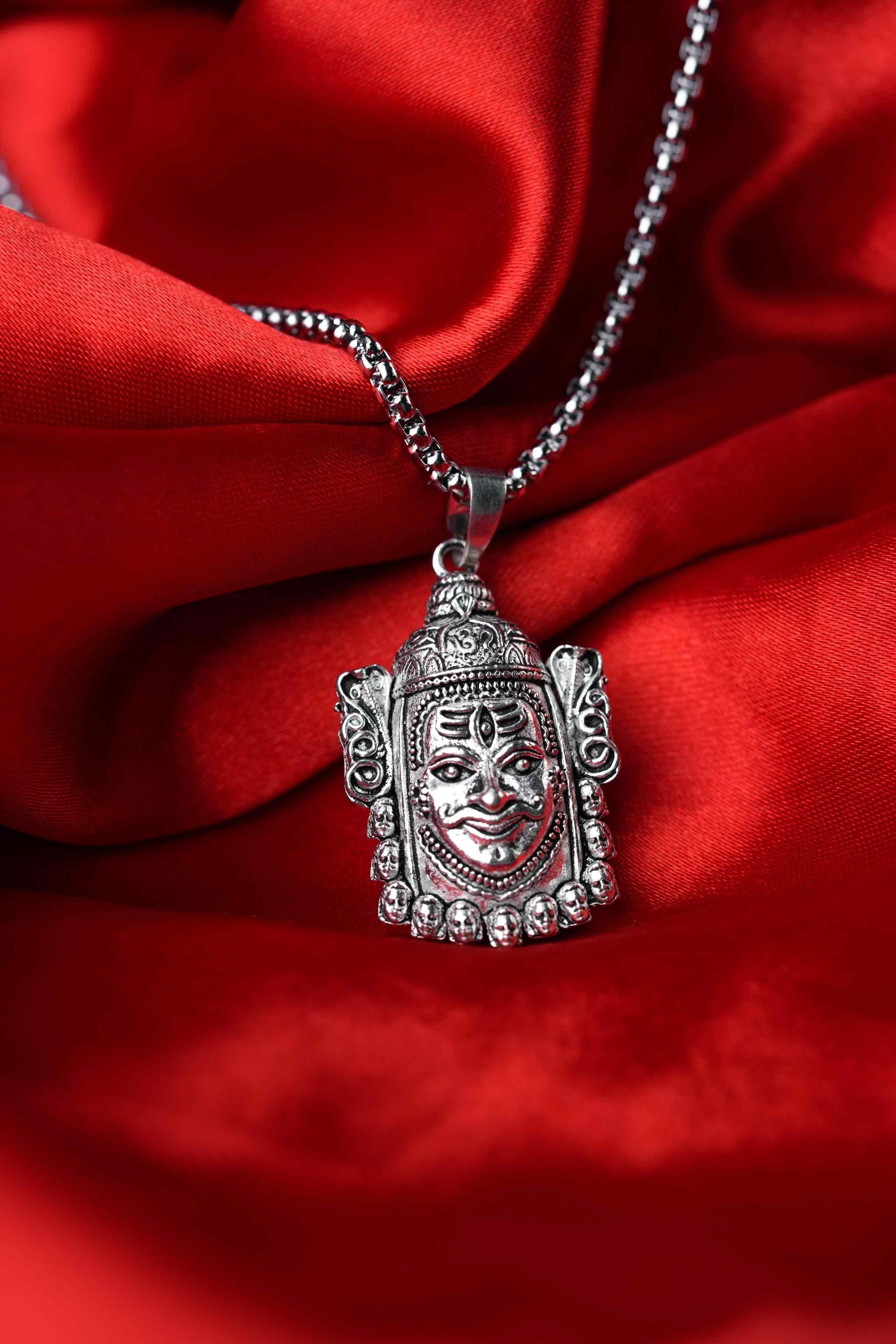 Silver Mahakaal Pendant WIth Chain