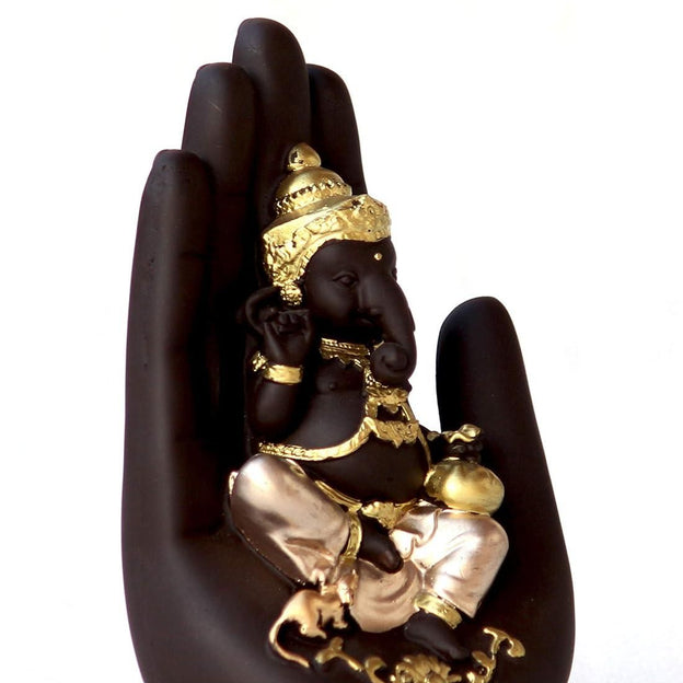 Golden Handcrafted Palm Ganesha Showpiece
