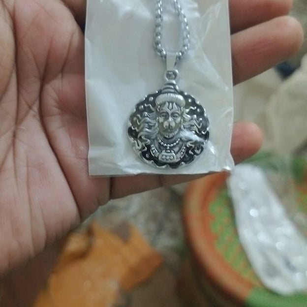 Hanuman Ji Pendant Oxidized Silver Chain