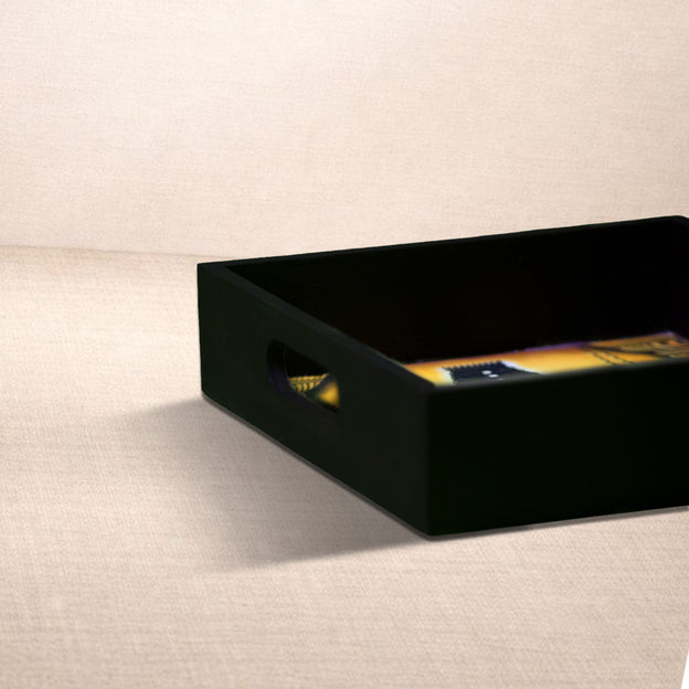 Handcrafted Wooden Square Tray with Traditional Goddess on Swing Artwork – 6 x 6 Inches