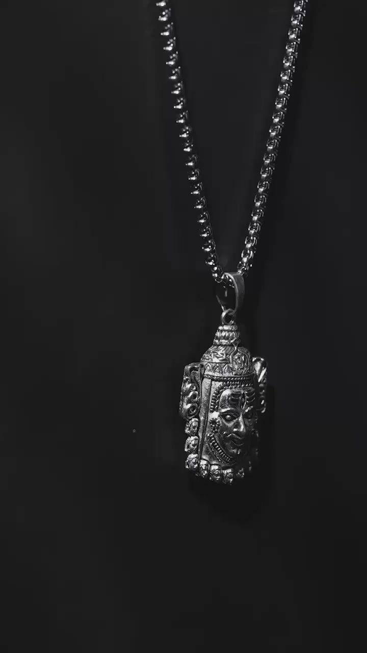 Silver Mahakaal Pendant WIth Chain